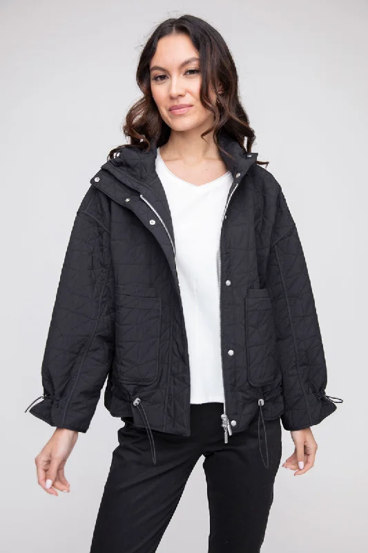 LIV by Habitat Quilted Perfect Puffer Jacket Boat Neck Shawl Collar Notched Collar