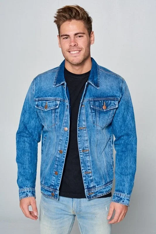 Men's Denim Jacket Stand-Up Collar Roll-Neck Collar Turtle Neck