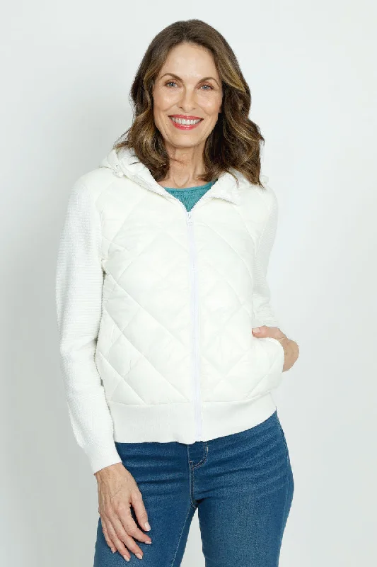 Metric Hooded Puffer Jacket Zippered Front Buttoned Front Snap Front