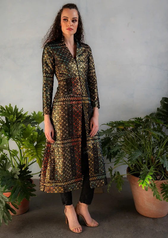 RANI Geo Jacquard Jacket Dress Nylon Fabric Polyester Fabric Spandex Fabric