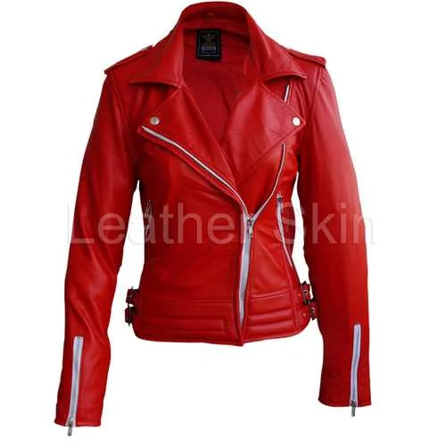 Women Red Leather Jacket Trench Coat Raincoat Waterproof Jacket