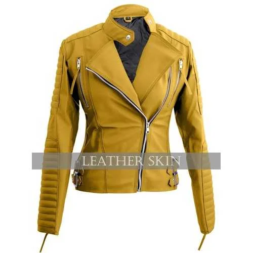 Yellow Women Faux Leather Jacket Denim Jacket Leather Jacket Suede Jacket