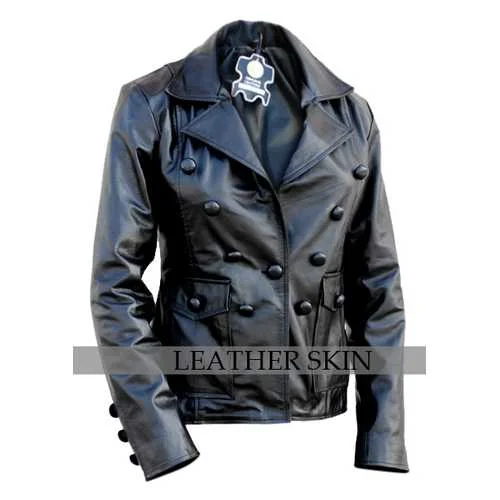 Black Punk Women Leather Jacket One-Shoulder Jacket Off-the-Shoulder Jacket Asymmetrical Jacket