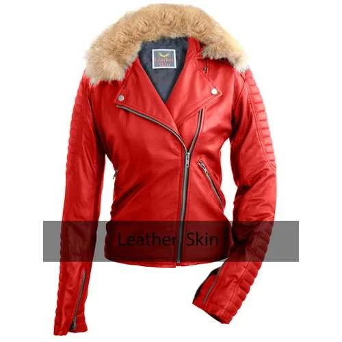 Red Womens Leather Jacket Denim Jacket Leather Jacket Suede Jacket