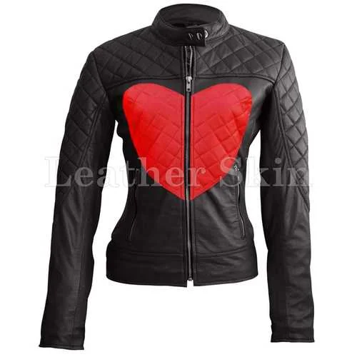 Women Black Leather Jacket Stand-Up Collar Roll-Neck Collar Turtle Neck