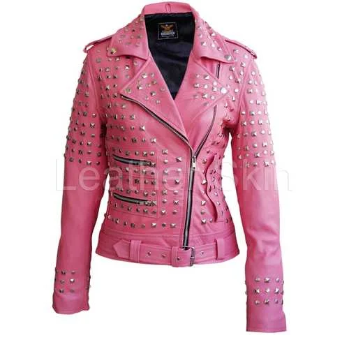 Women Pink Leather Jacket Rayon Jacket Velvet Jacket Corduroy Jacket