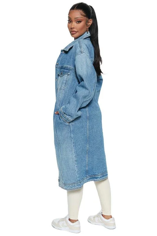 SEXY DENIM JACKET DRESS Insulated Jacket Fitted Jacket Loose Jacket