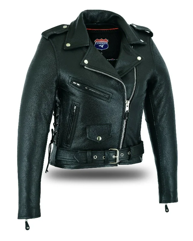 Women's Full Length Motorcycle Jacket with Side Lace Trench Coat Raincoat Waterproof Jacket