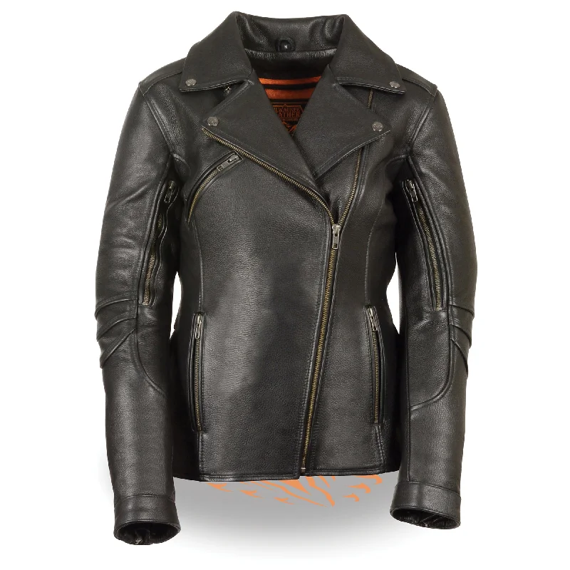 Women's Long Length Beltless Vented Biker Jacket Fitted Jacket Loose Jacket Oversized Jacket