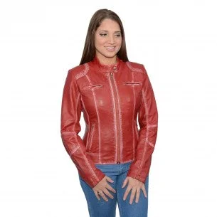 Women's Sheepskin Scuba Style Moto Jacket Print Jacket Jacquard Jacket Embroidered Jacket