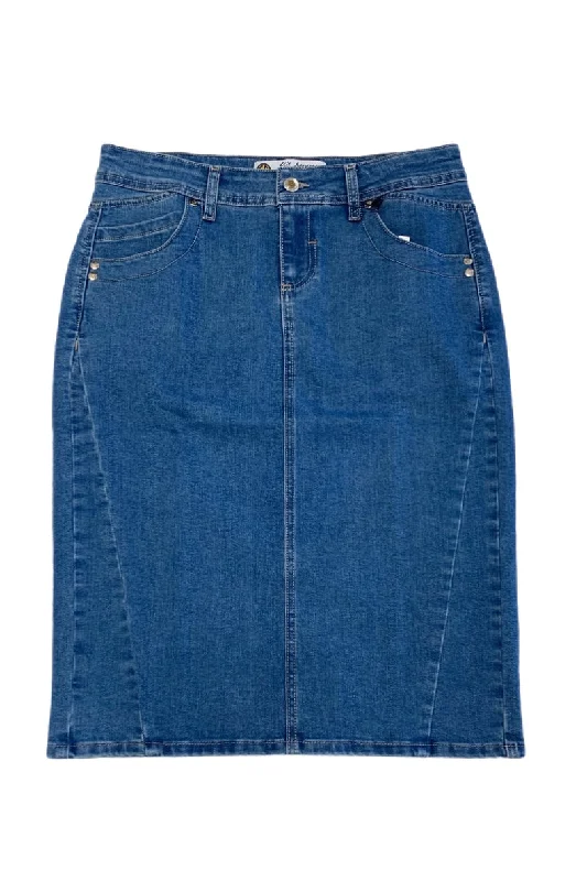 Blue Denim Skirt 107-12B zip skirt side