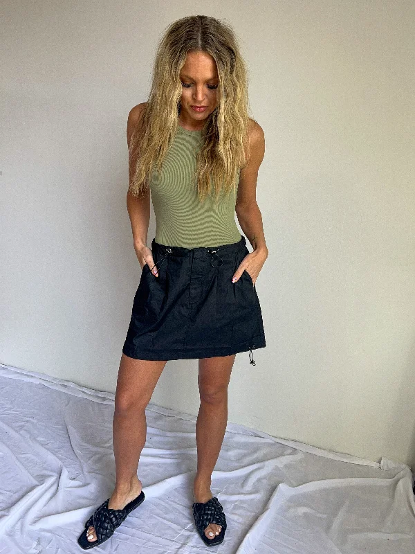 Cinched in Style Mini Skirt leather skirt refined