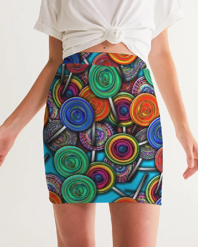 Colorful Lollipops Women's Mini Skirt leather skirt sleek