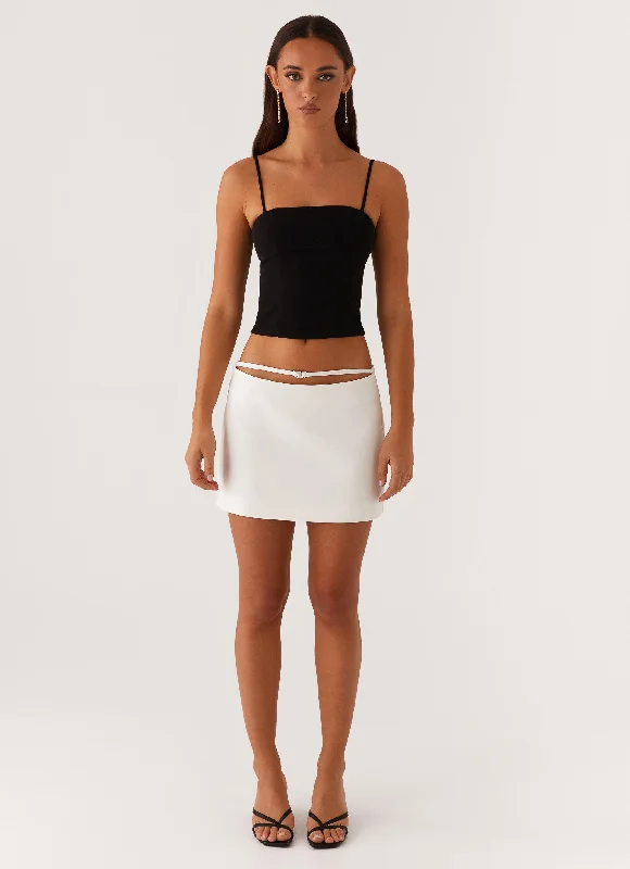 Concrete Jungle Mini Skirt - Off White elastic waist skirt