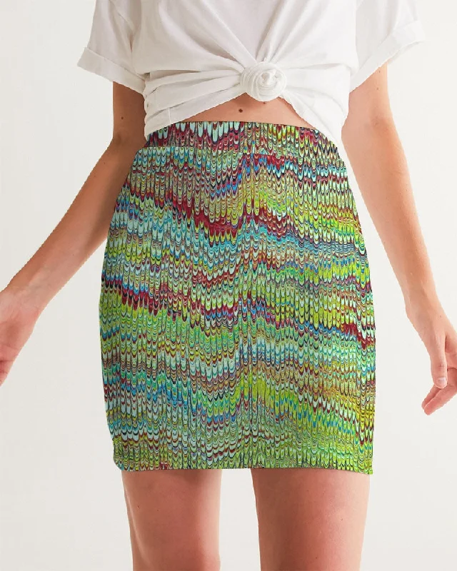 Cool Green Marbled Women's Mini Skirt velvet skirt rich