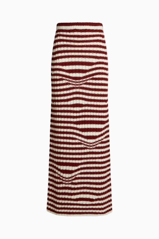 Etro Knitted Striped Midi Skirt - Red lace skirt delicate