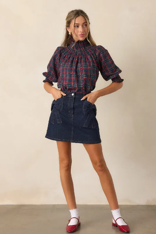 Feel The Rush Dark Wash Denim Mini Skirt casual skirt length