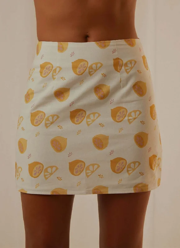 Fruit Bowl Mini Skirt - Lemonata denim skirt stylish