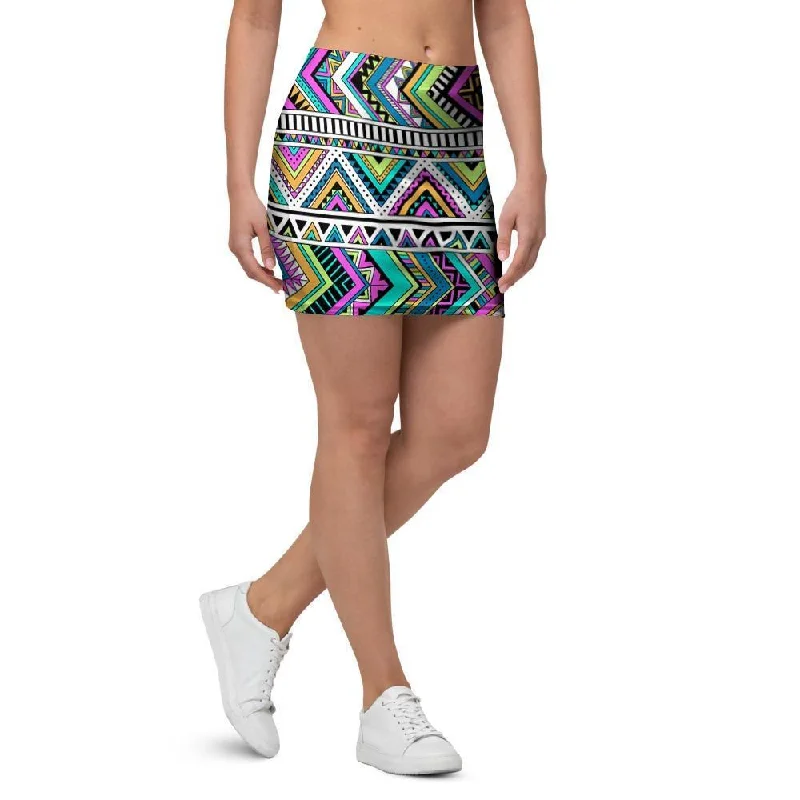 Indian Aztec Mini Skirt silk skirt smooth