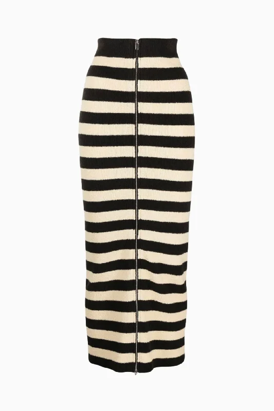 Nanushka Nima Striped Terry Knit Skirt - Creme/ Off Black leather skirt refined