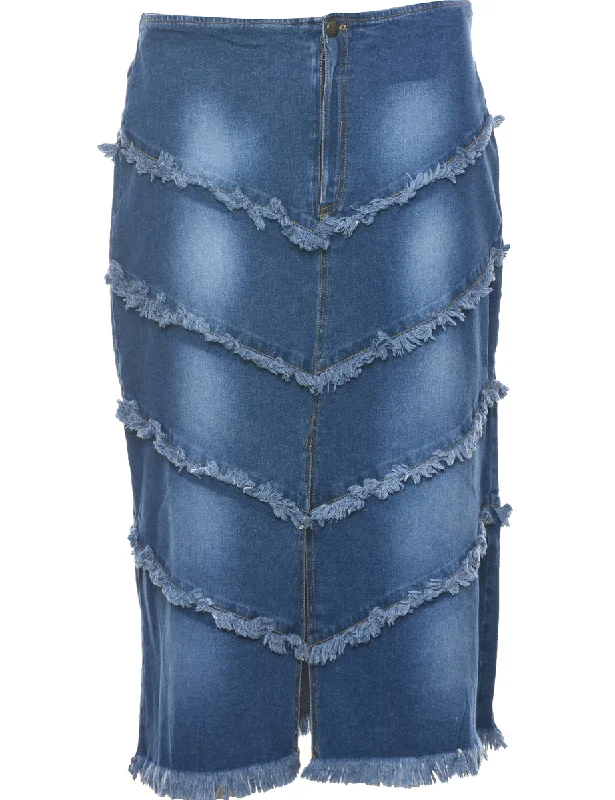 Pencil Shape Denim Skirt - M silk skirt elegant