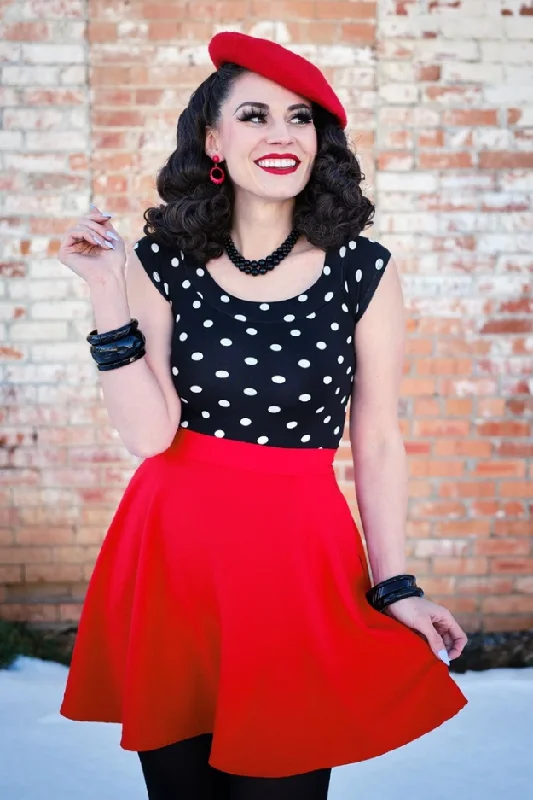 Red Skater Skirt by Retrolicious linen skirt breathable