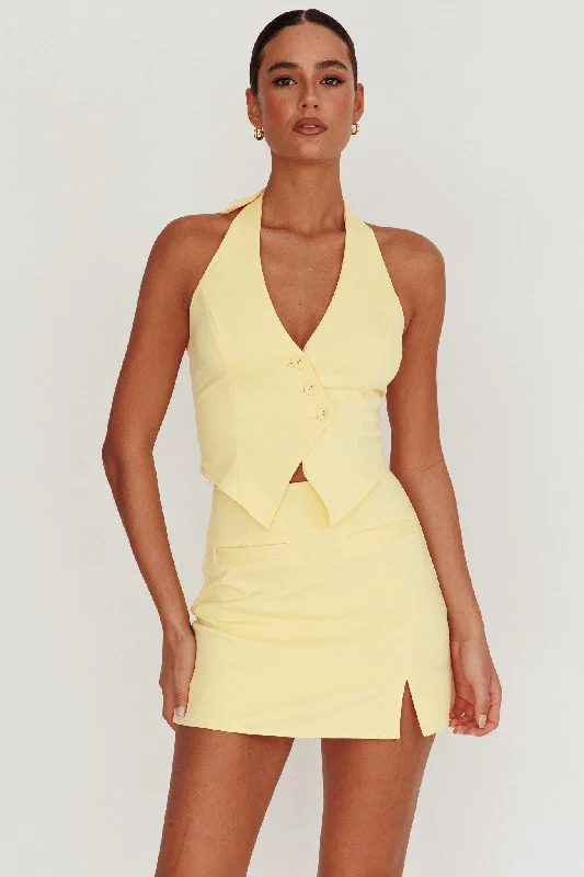 Tammi Fitted A-Line Mini Skirt Lemon velvet skirt rich