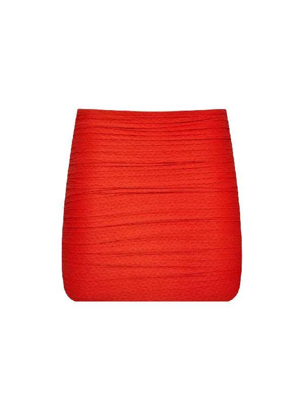 The Twiggy Miniskirt – Grapefruit (Embossed) cashmere skirt rich