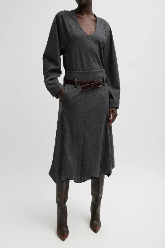 Tibi Melange Jersey Tucked Panel Skirt - Dark Heather lace skirt elegant