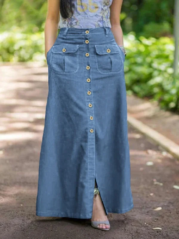 Women Denim Maxi Skirt Vintage Skirts Casual Solid Skirt Oversized pencil skirt chic